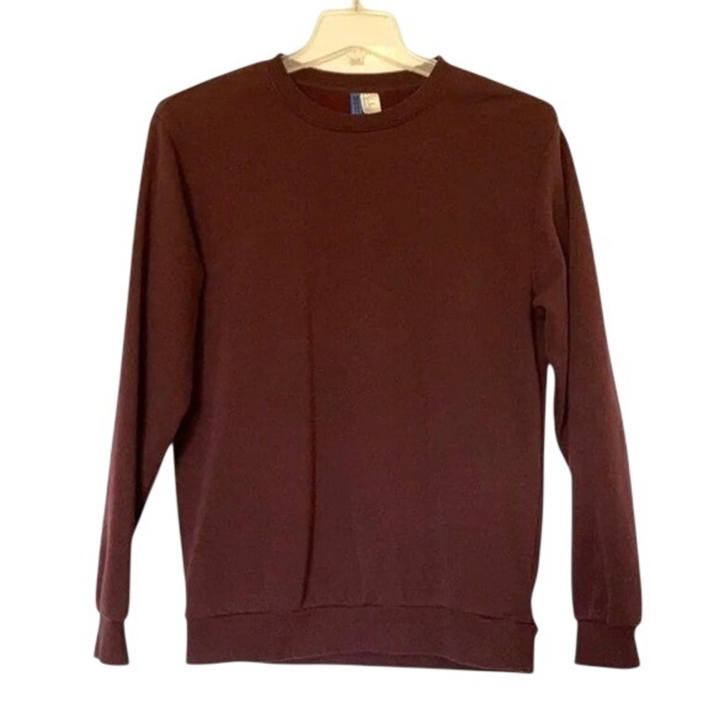 H&M Divided Mens Small Burgundy‎ Maroon Crewneck Fleece Pullover Sweatshirt